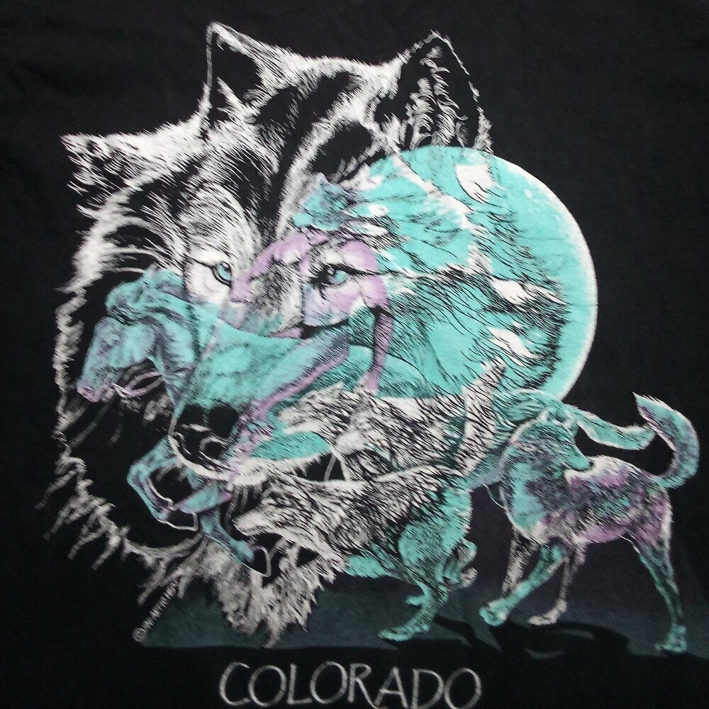Vintage Wolf Moon Colorado Native American Horseback Rider T-Shirt